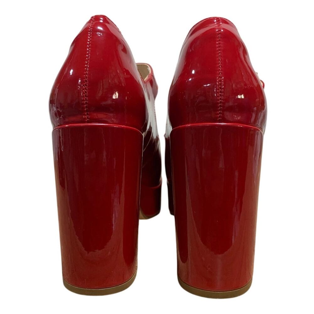 Coutgo Womens Size 9 Red 4" Heels Mary Jane Round Closed Toe Buckle Strap Shoes - Picture 8 of 9